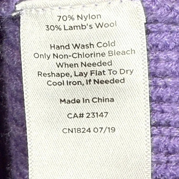 Talbots Wool Blend Sweater Purple Cable Knit Mock Turtleneck Womens Size Medium - Picture 8 of 8